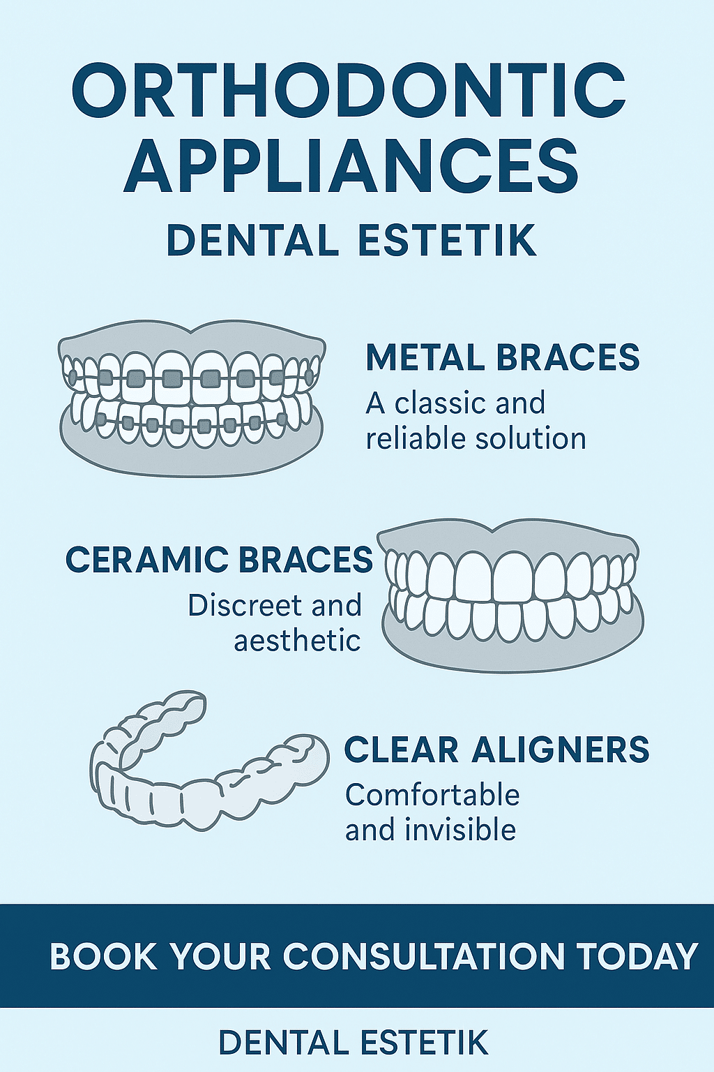Orthodontic appliances at Dental Estetik